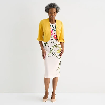 Maya Brooke Womens Floral Jacket Dress