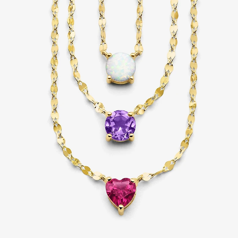 Womens Lab Created Red Ruby 14K Gold Over Silver Heart 16 Inch Pendant Necklace