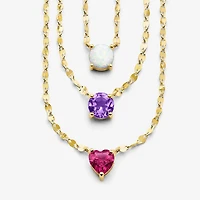 Womens Lab Created Red Ruby 14K Gold Over Silver Heart 16 Inch Pendant Necklace