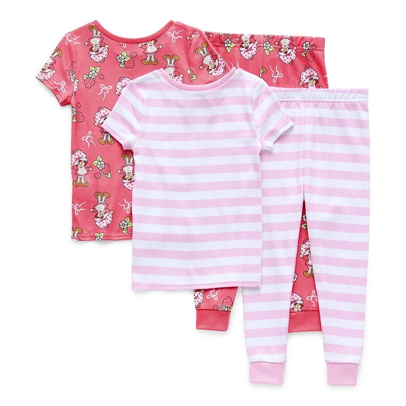 Toddler Girls Strawberry Shortcake Crew Neck Short Sleeve 4-pc. Pajama Set