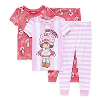 Toddler Girls Strawberry Shortcake Crew Neck Short Sleeve 4-pc. Pajama Set