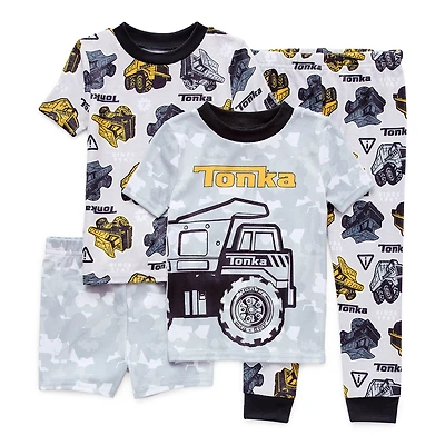 Toddler Boys Crew Neck Short Sleeve 4-pc. Pajama Set