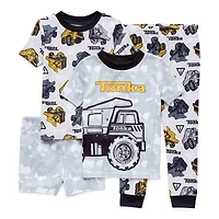Toddler Boys Crew Neck Short Sleeve 4-pc. Pajama Set