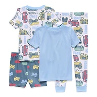 Toddler Boys Crew Neck Short Sleeve 4-pc. Pajama Set