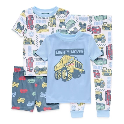 Toddler Boys Crew Neck Short Sleeve 4-pc. Pajama Set