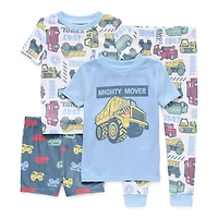 Toddler Boys Crew Neck Short Sleeve 4-pc. Pajama Set