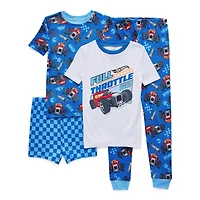 Little & Big Kid Boys Hot Wheels Crew Neck Short Sleeve 4-pc. Pajama Set