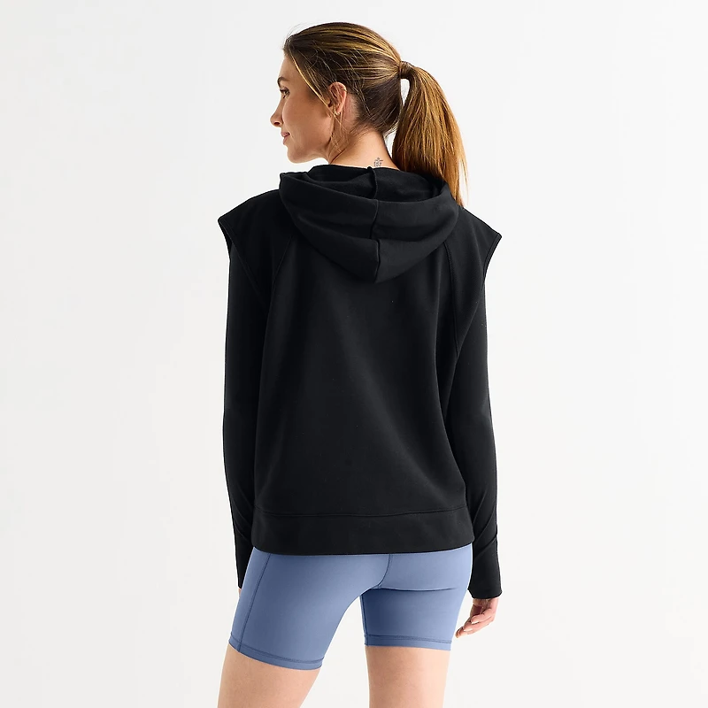 Xersion Womens French Terry Hooded Sleeveless Pullover Sweater