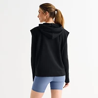 Xersion Womens French Terry Hooded  Sleeveless Pullover Sweater
