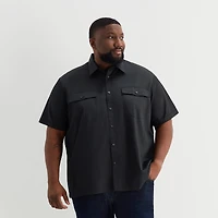 Shaquille O'Neal XLG™ Utility Pocket Mens Short Sleeve Regular Fit Big and Tall Button-Down Shirt