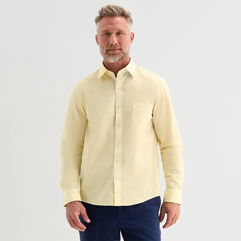 Stafford Chambray Mens Long Sleeve Regular Fit Button-Down Shirt