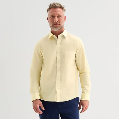 Stafford Chambray Mens Long Sleeve Regular Fit Button-Down Shirt