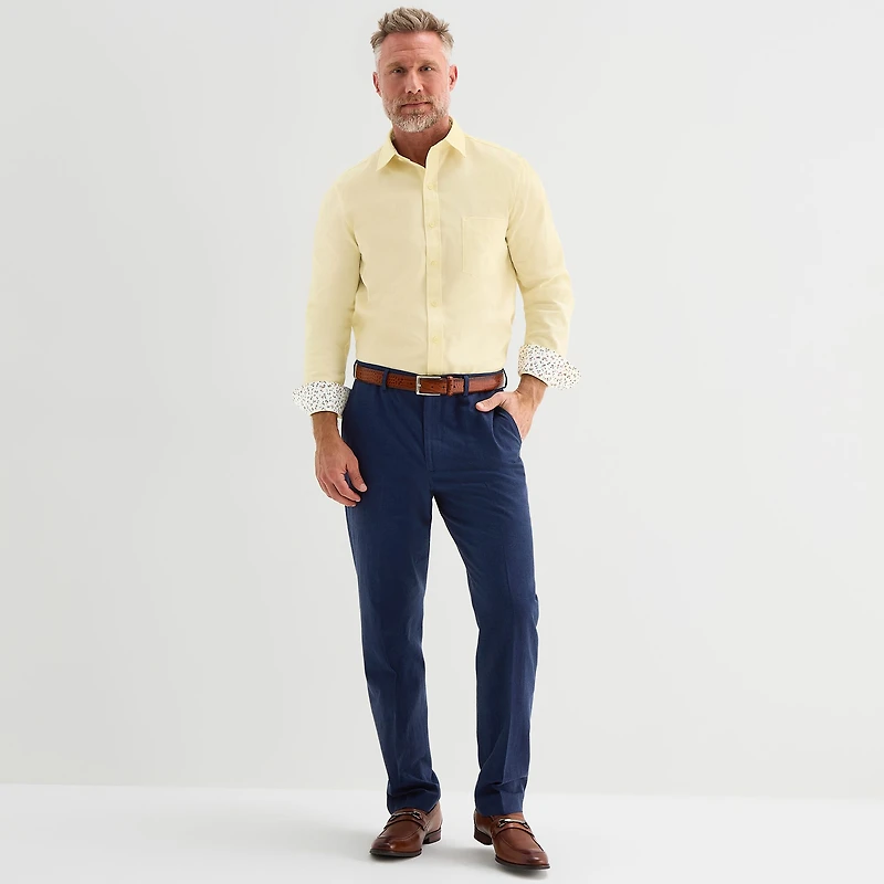 Stafford Chambray Mens Long Sleeve Regular Fit Button-Down Shirt
