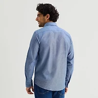 Stafford Chambray Mens Long Sleeve Regular Fit Button-Down Shirt