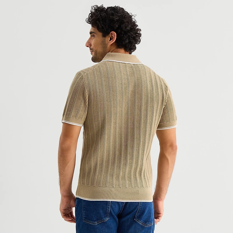 Stafford Johnny Collar Mens Short Sleeve Polo Sweater