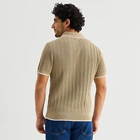 Stafford Johnny Collar Mens Short Sleeve Polo Sweater