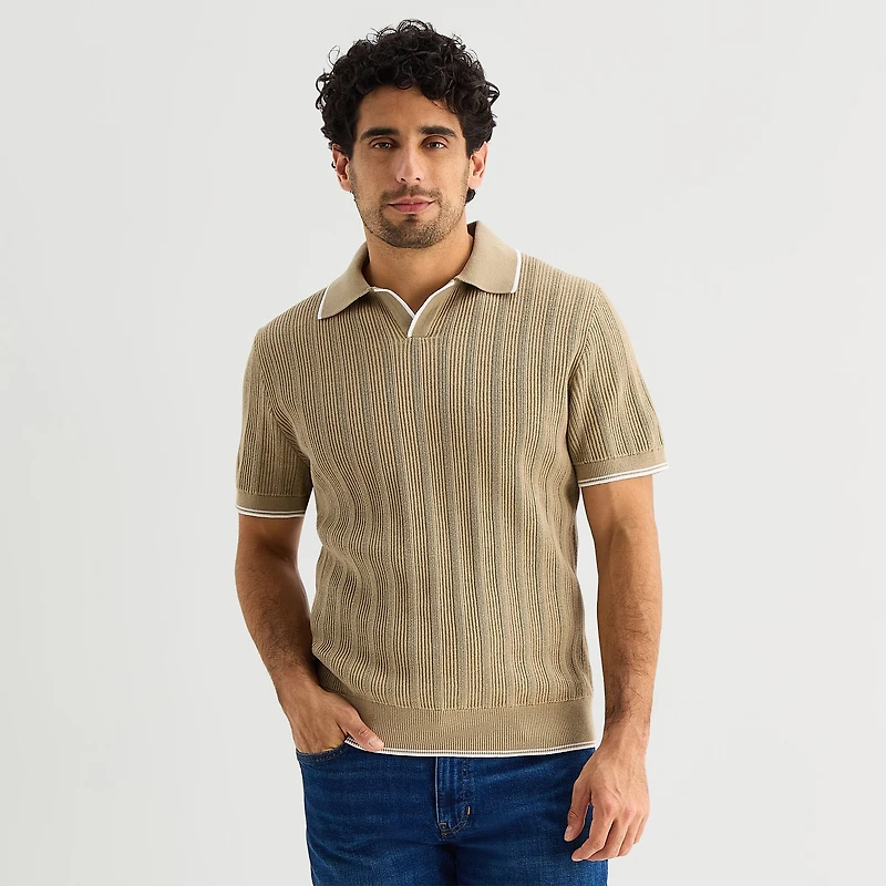 Stafford Johnny Collar Mens Short Sleeve Polo Sweater
