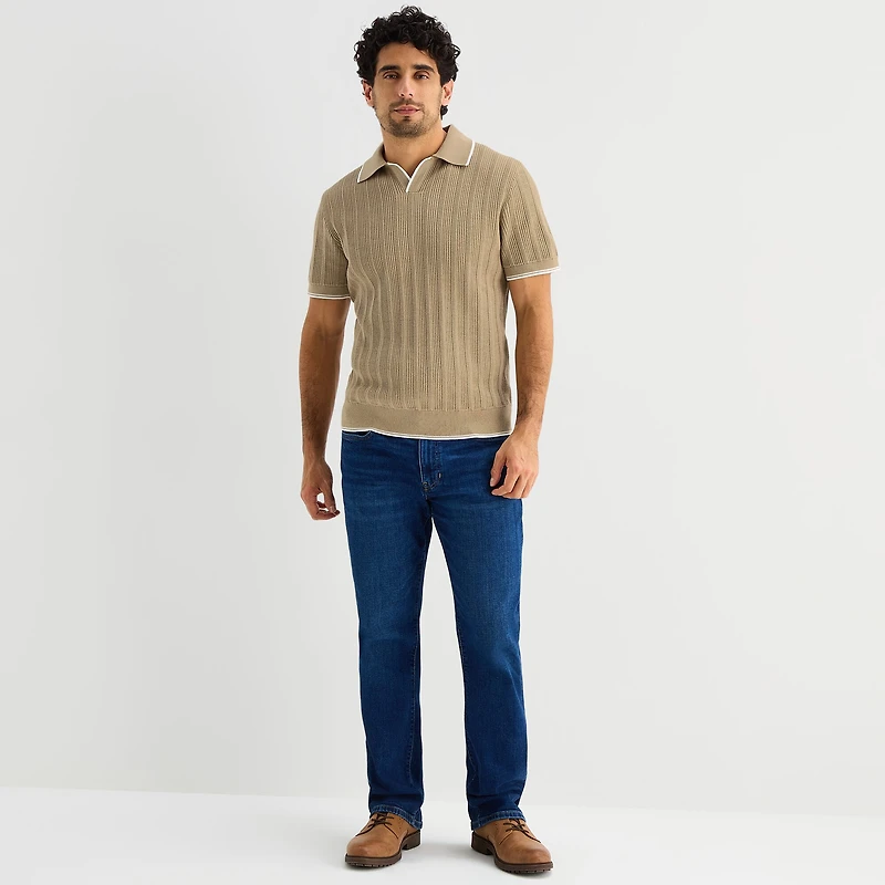 Stafford Johnny Collar Mens Short Sleeve Polo Sweater