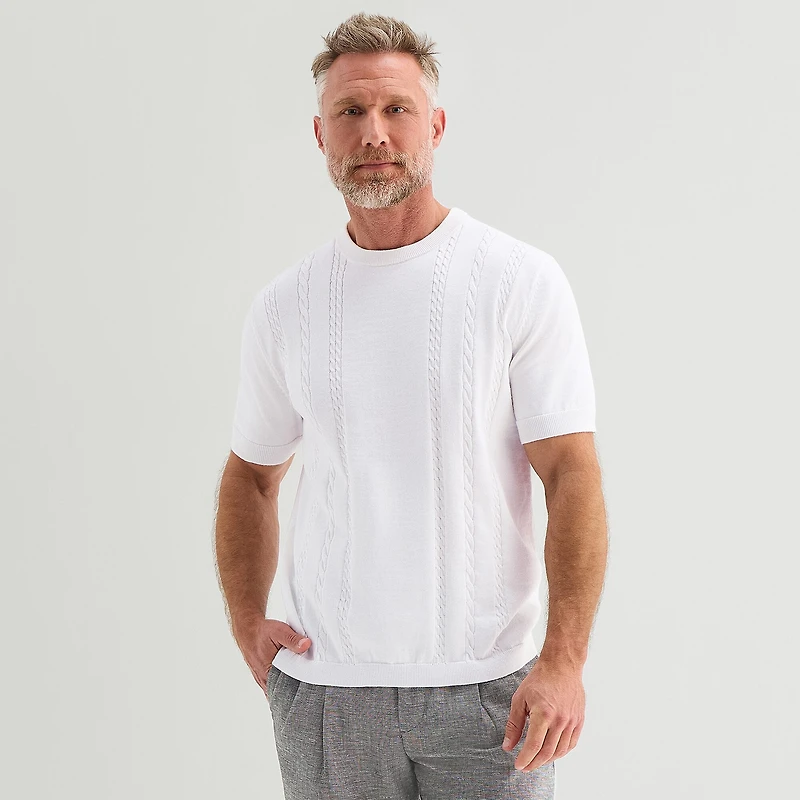 Stafford Mens Crew Neck Short Sleeve Pullover Sweater