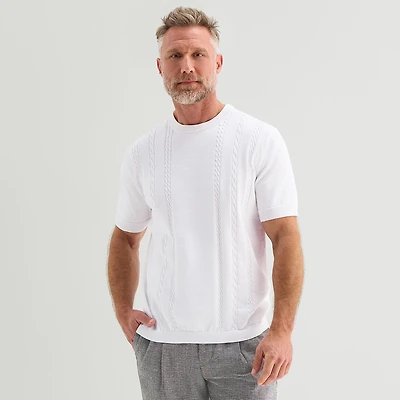 Stafford Mens Crew Neck Short Sleeve Pullover Sweater