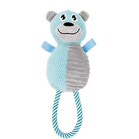 Pet Life Plush Huggabear Natural Jute and Squeak Chew Tugging Dog Toy