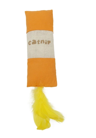 Pet Life Rectangular Duffle Crinkle Plush Faux FurTeaser Catnip Kitty Cat Toy