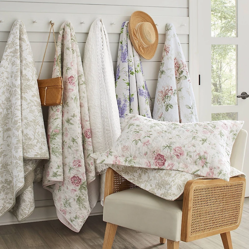 Laura Ashley Heirloom Floral Reversible Quilt Set