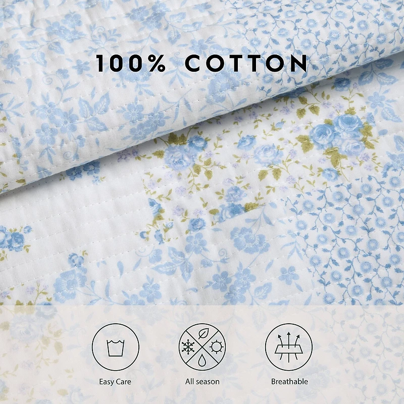Laura Ashley Kenna Floral Reversible Quilt Set
