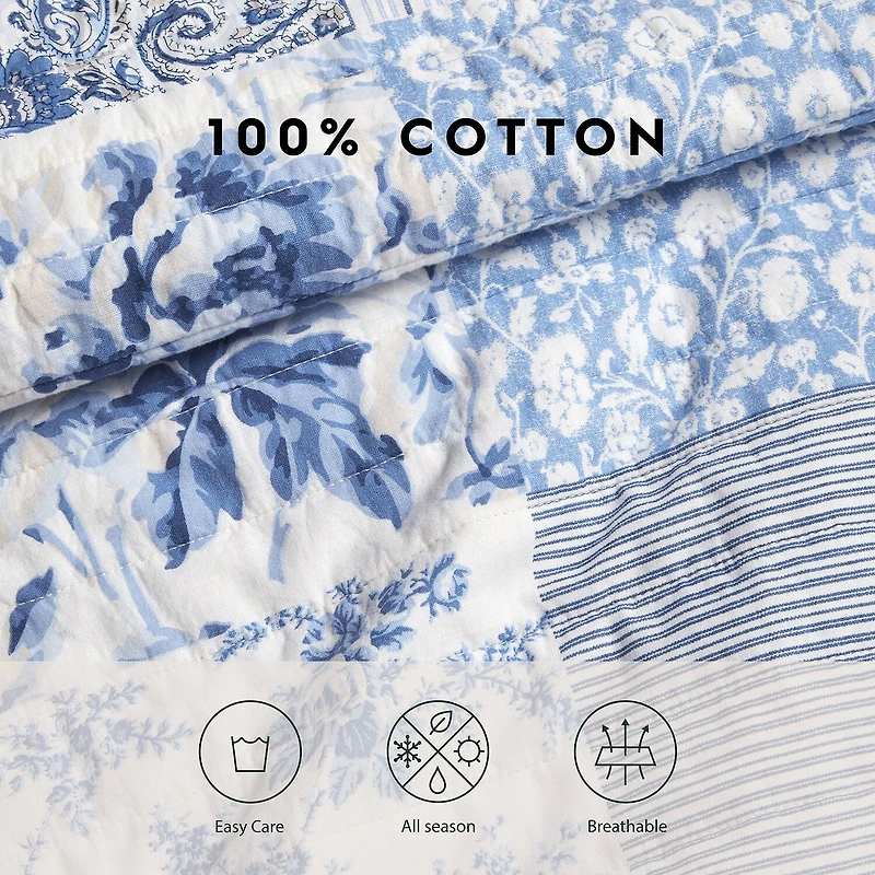 Laura Ashley Paisley Floral Reversible Quilt Set