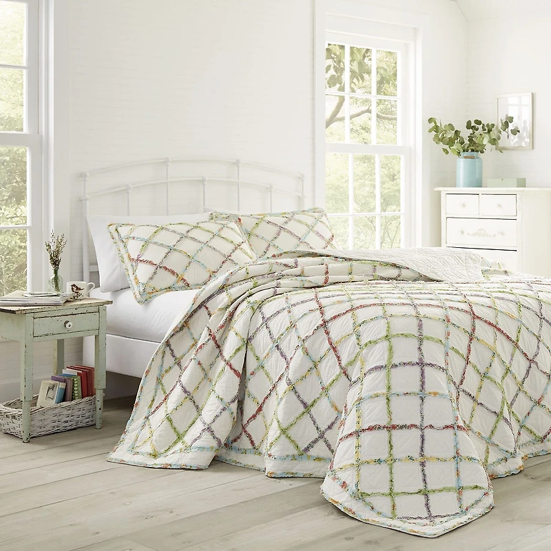 Laura Ashley Ruffle Garden Floral Reversible Quilt