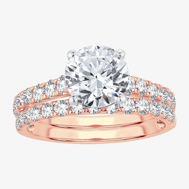 (H-I / SI1-SI2) Signature By Modern Bride Womens 3 CT. T.W. Lab Grown White Diamond 14K Gold Round Bridal Set