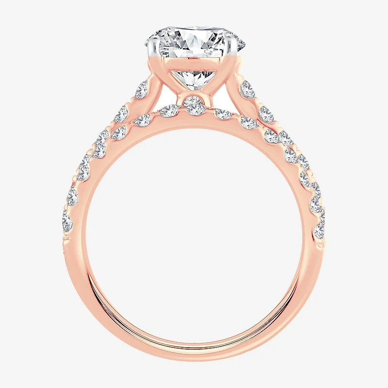 (H-I / SI1-SI2) Signature By Modern Bride Womens 3 CT. T.W. Lab Grown White Diamond 14K Gold Round Bridal Set