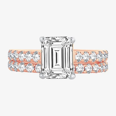 (H-I / SI1-SI2) Signature By Modern Bride Womens 3 CT. T.W. Lab Grown White Diamond 14K Gold Emerald Bridal Set