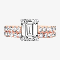 (H-I / SI1-SI2) Signature By Modern Bride Womens 3 CT. T.W. Lab Grown White Diamond 14K Gold Emerald Bridal Set