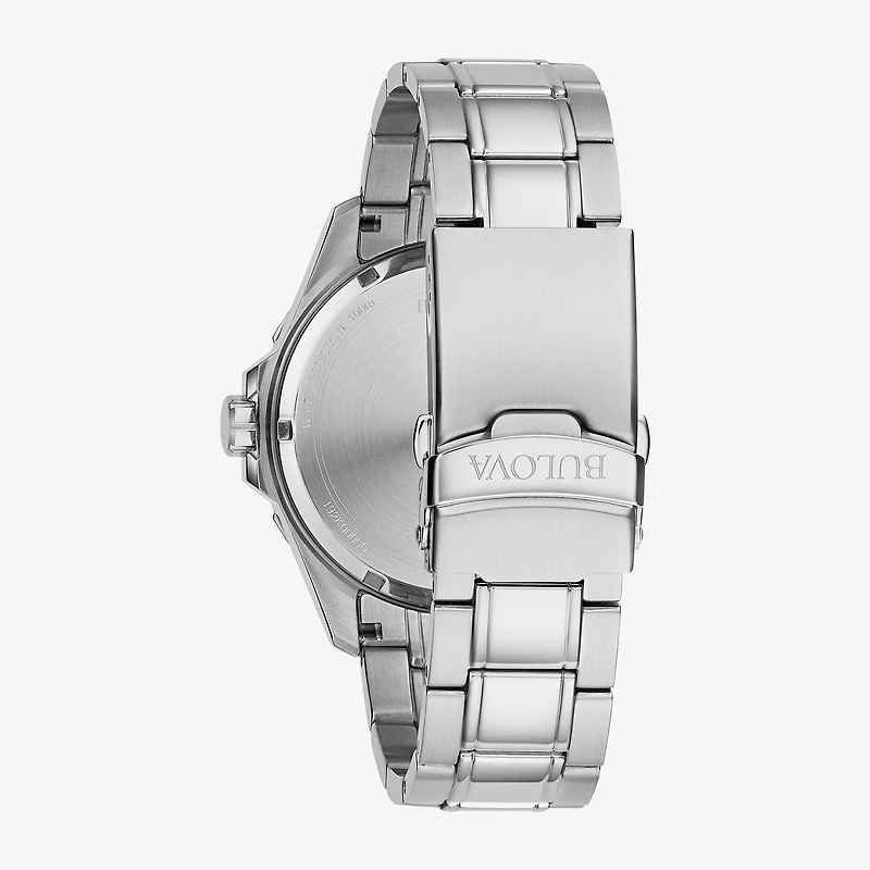Bulova Marine Star Mens Silver Tone Stainless Steel Bracelet Watch 96b382