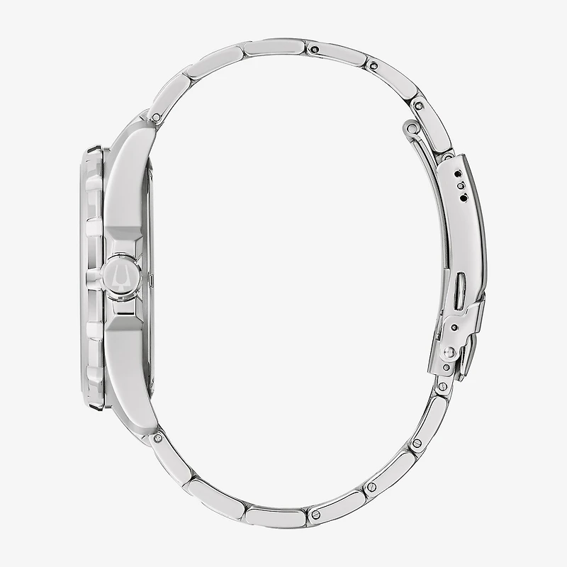 Bulova Marine Star Mens Silver Tone Stainless Steel Bracelet Watch 96b382