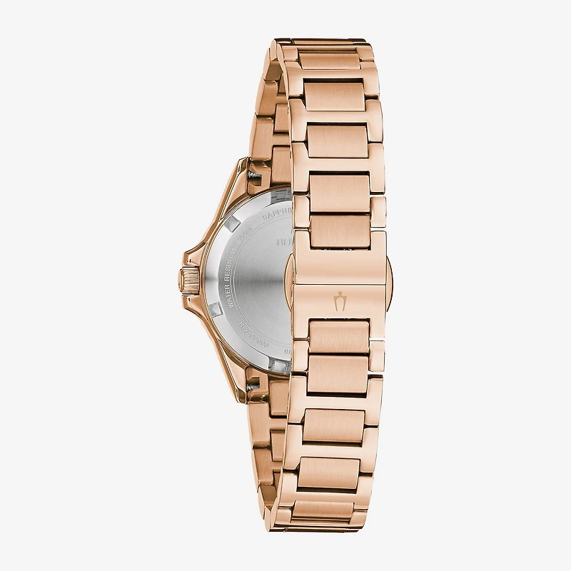 Bulova Marine Star Womens Diamond Accent Rose Goldtone Stainless Steel Bracelet Watch 98r295