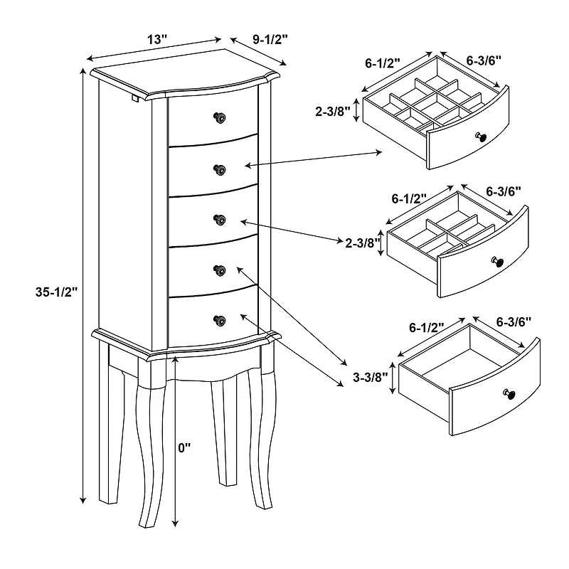 Powell Company Leanne White Jewelry Armoire