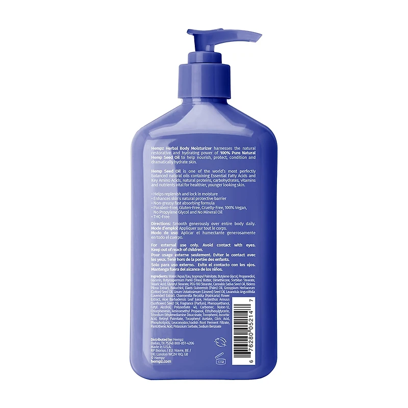 Hempz Lavender & Chamomile Herbal Body Moisturizer With Retinol Alternative 17 Oz.