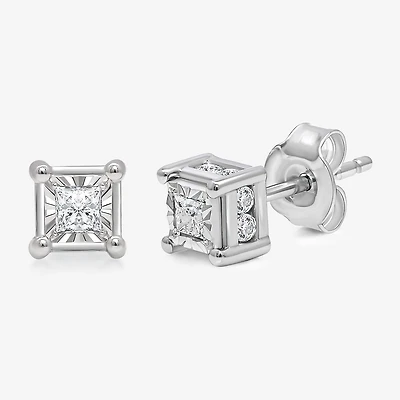 Tru Miracle 1/2 CT. T.W. Natural White Diamond 10K Gold 5mm Princess-cut Stud Earrings