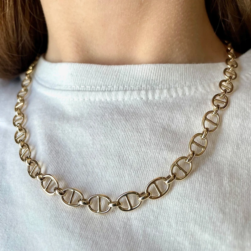 Made in Italy Womens 14K Gold 18 Inch Link Chain Necklace