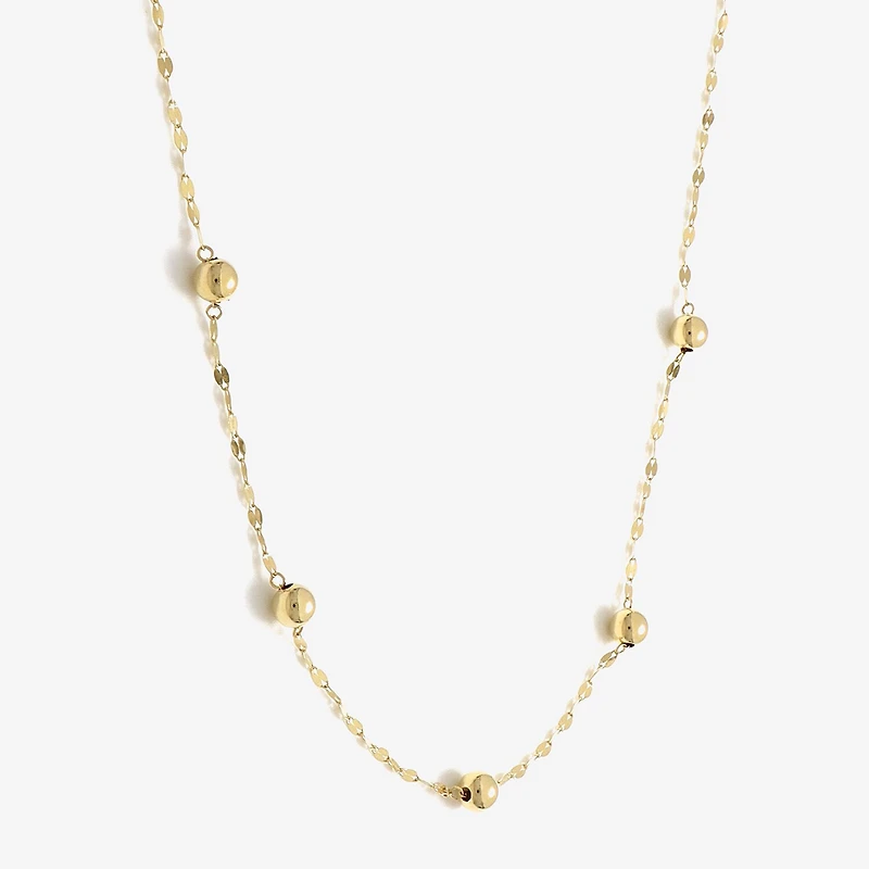 Made in Italy Womens 14K Gold 18 Inch Bead Chain Necklace