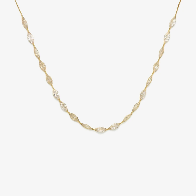 Made in Italy Womens 10K Gold 18 Inch Mesh Chain Necklace