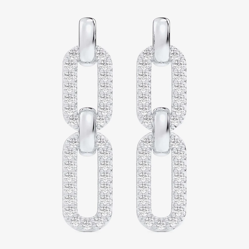 G-H / Si1-Si2) Womens 1/4 CT. T.W. Lab Grown White Diamond 10K Gold Paperclip Drop Earrings