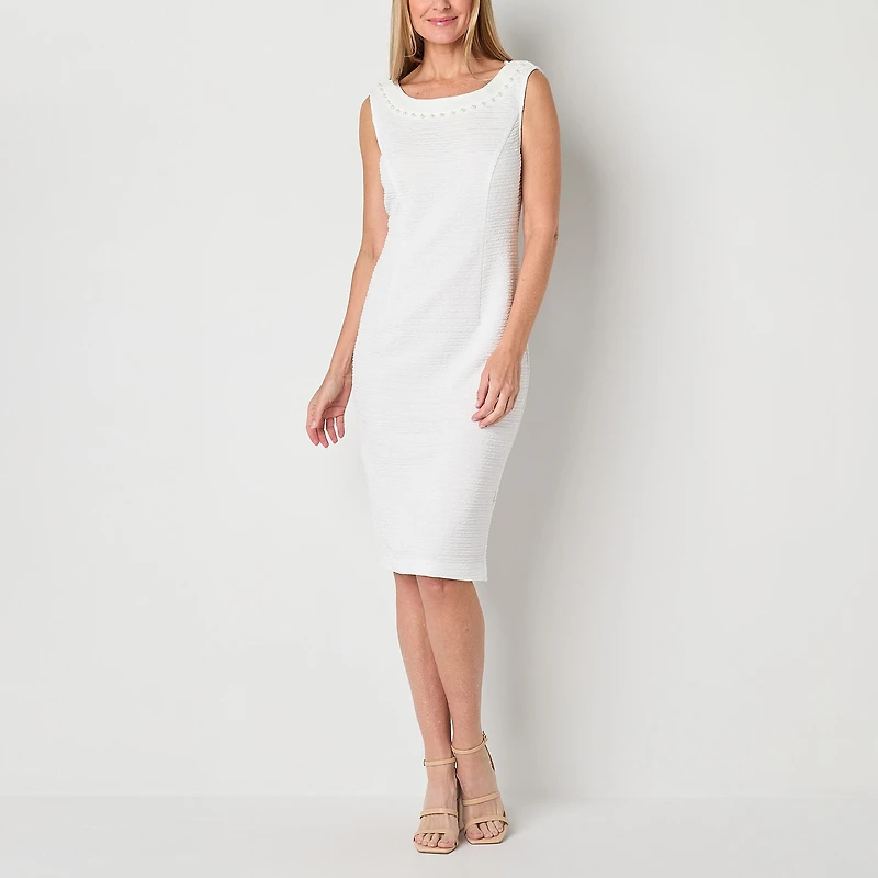 Maya Brooke Womens Bell Pearl Trim Jacket Dress