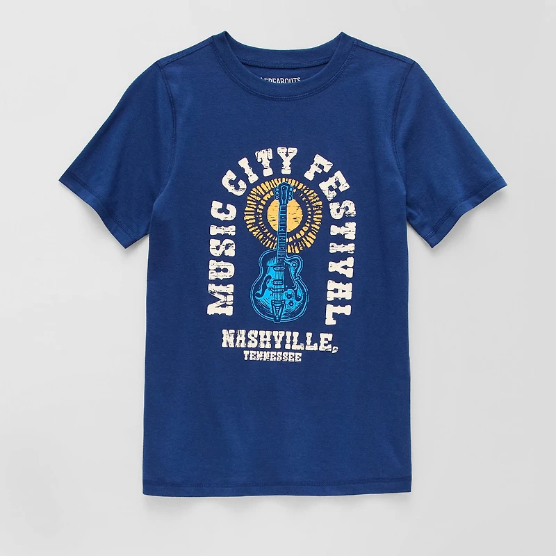 Thereabouts Little & Big Kid Boys Easy-on + Easy-off Sensory Friendly Crew Neck Short Sleeve Adaptive Regular Fit Graphic T-Shirt