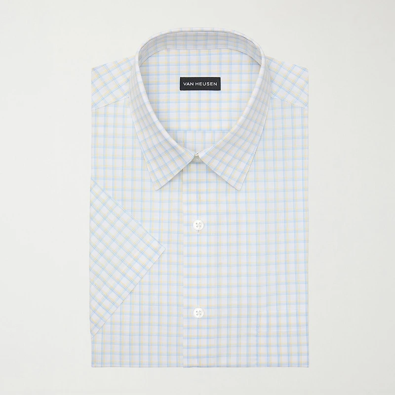 Van Heusen Poplin Mens Regular Fit Easy Care Wrinkle Free Short Sleeve Dress Shirt
