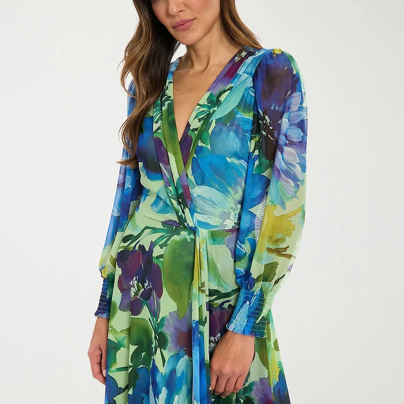 Clover And Sloane Womens V Neck Long Sleeve Maxi Dress