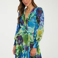 Clover And Sloane Womens V Neck Long Sleeve Maxi Dress