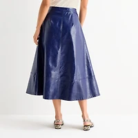 Worthington Womens Tall Faux Leather A-Line Skirt